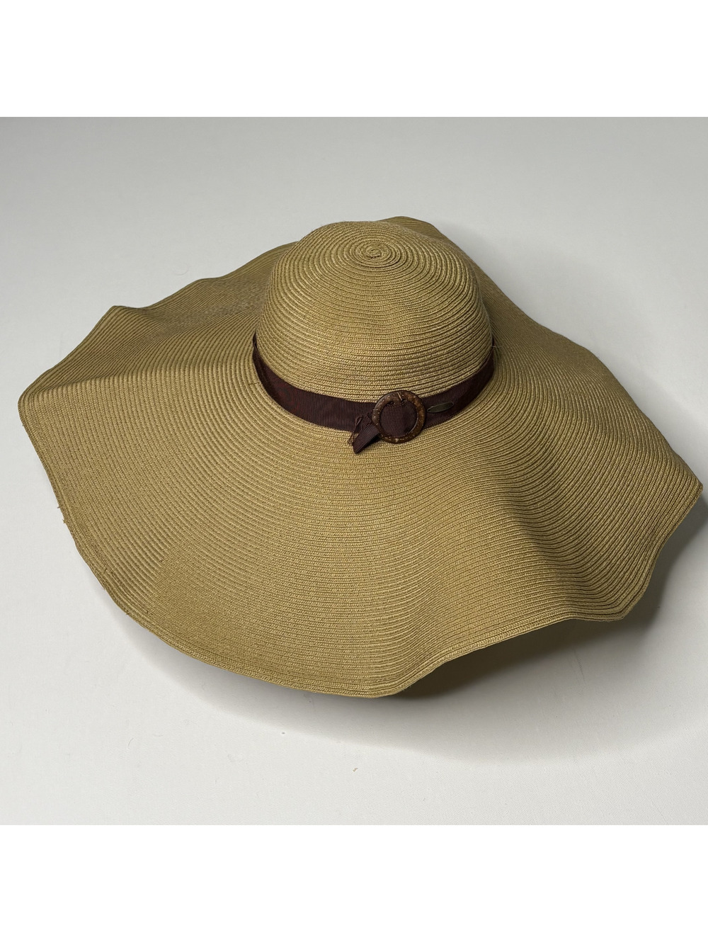 Coolibar Wide Brim Straw Sun Hat UPF 50+ Tan Brown OS